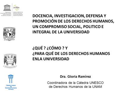 Coordinadora de la Cátedra UNESCO de Derechos Humanos de la UNAM