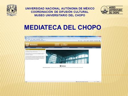 UNIVERSIDAD NACIONAL AUTÓNOMA DE MÉXICO COORDINACIÓN DE DIFUSIÓN CULTURAL MUSEO UNIVERSITARIO DEL CHOPO MEDIATECA DEL CHOPO.