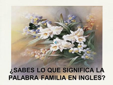 ¿SABES LO QUE SIGNIFICA LA PALABRA FAMILIA EN INGLES?