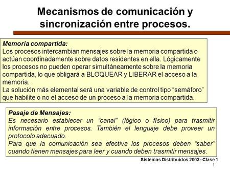 Mecanismos de comunicación y sincronización entre procesos.
