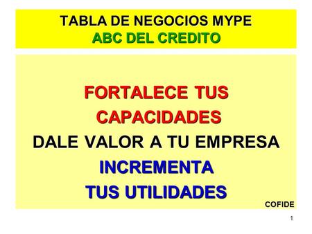 TABLA DE NEGOCIOS MYPE ABC DEL CREDITO