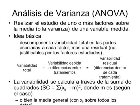 Análisis de Varianza (ANOVA)