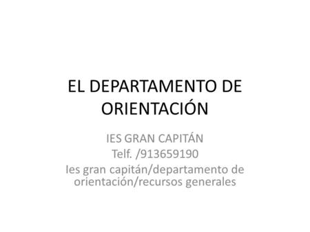 EL DEPARTAMENTO DE ORIENTACIÓN