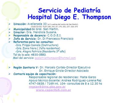 Servicio de Pediatría Hospital Diego E. Thompson