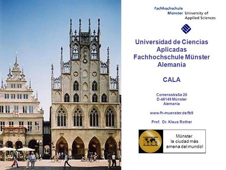 Universidad de Ciencias Aplicadas Fachhochschule Münster Alemania CALA