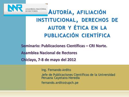 Seminario: Publicaciones Científicas – CRI Norte.