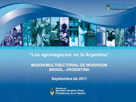 “Los agronegocios en la Argentina” MISION MULTISECTORIAL DE INVERSION