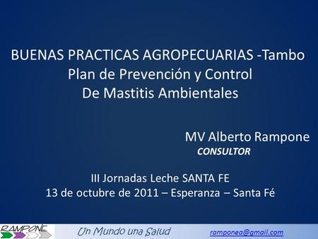 BUENAS PRACTICAS AGROPECUARIAS -Tambo Plan de Prevención y Control
