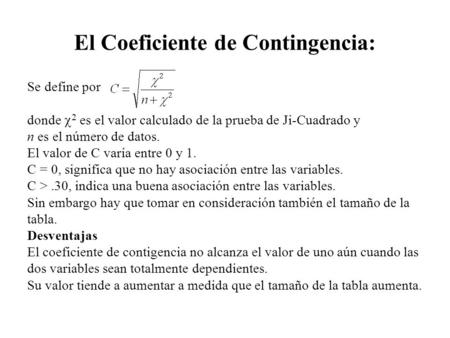El Coeficiente de Contingencia: