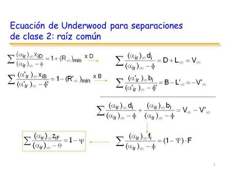 Ecuación de Underwood para separaciones de clase 2: raíz común