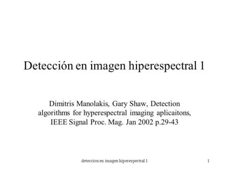 Detección en imagen hiperespectral 1