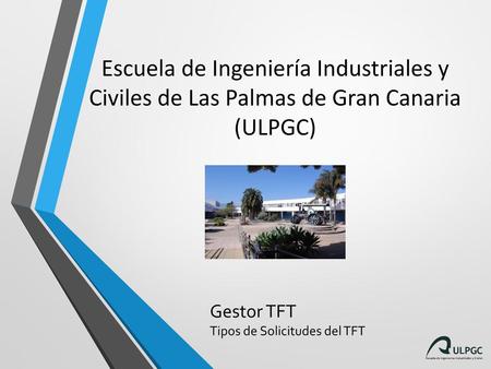 Escuela de Ingeniería Industriales y Civiles de Las Palmas de Gran Canaria (ULPGC) Gestor TFT Tipos de Solicitudes del TFT.