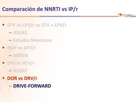 Comparación de NNRTI vs IP/r