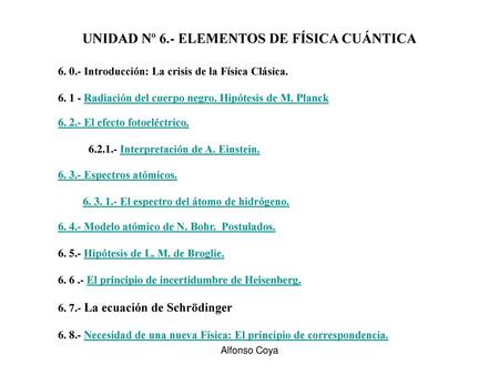 UNIDAD Nº 6.- ELEMENTOS DE FÍSICA CUÁNTICA