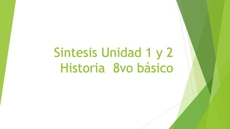 Sintesis Unidad 1 y 2 Historia 8vo básico