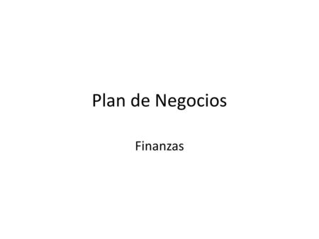 Plan de Negocios Finanzas.