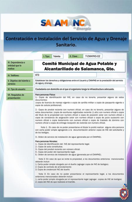 Contratación e Instalación del Servicio de Agua y Drenaje Sanitario.