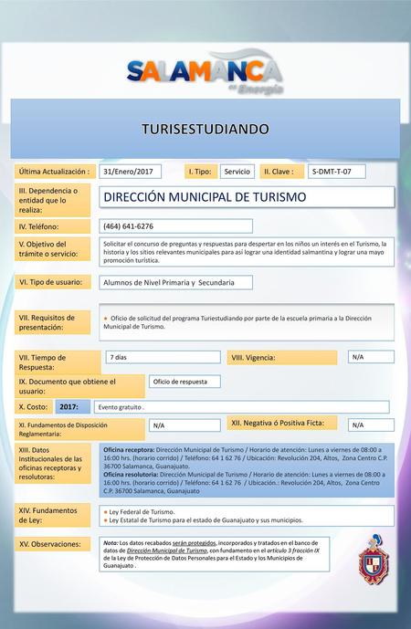 TURISESTUDIANDO DIRECCIÓN MUNICIPAL DE TURISMO Última Actualización :
