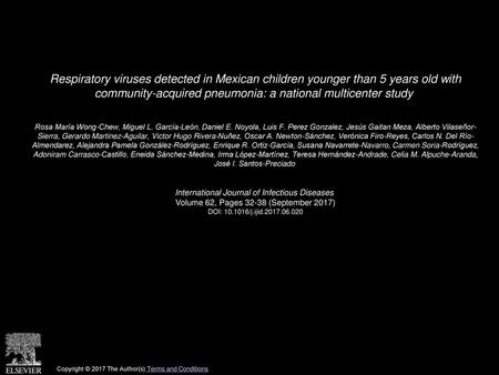 Respiratory viruses detected in Mexican children younger than 5 years old with community-acquired pneumonia: a national multicenter study  Rosa María.