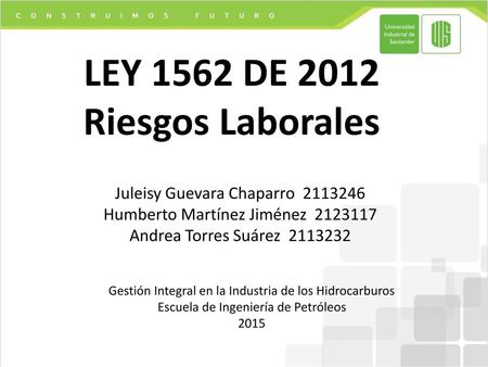 LEY 1562 DE 2012 Riesgos Laborales