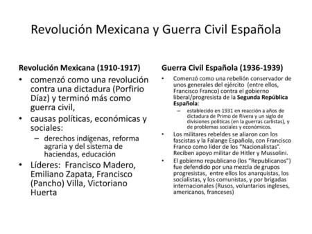 Revolución Mexicana y Guerra Civil Española