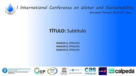 I International Conference on Water and Sustainability