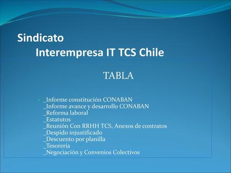Sindicato Interempresa IT TCS Chile