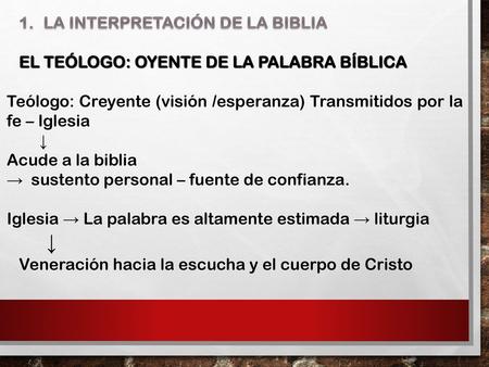 LA INTERPRETACIÓN DE LA BIBLIA