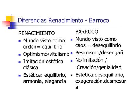 Diferencias Renacimiento - Barroco