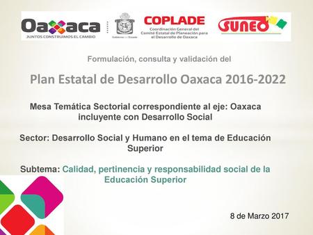 Plan Estatal de Desarrollo Oaxaca