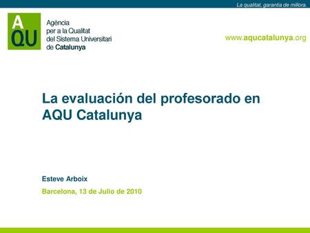 La evaluación del profesorado en AQU Catalunya