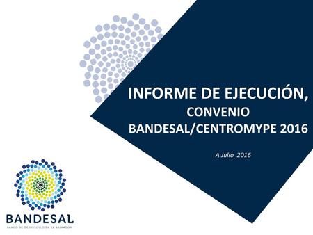 INFORME DE EJECUCIÓN, CONVENIO BANDESAL/CENTROMYPE 2016