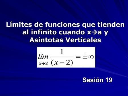 Límites de funciones que tienden al infinito cuando xa y