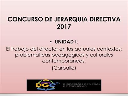 CONCURSO DE JERARQUIA DIRECTIVA 2017