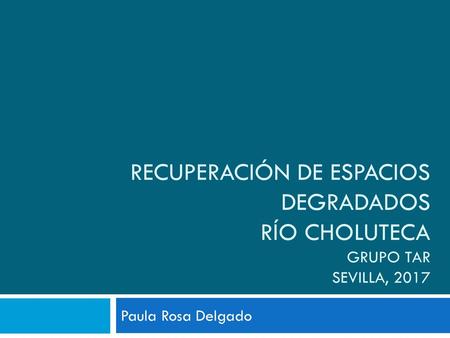 RECUPERACIÓN DE ESPACIOS DEGRADADOS Río choluteca Grupo Tar sevilla, 2017 Paula Rosa Delgado.