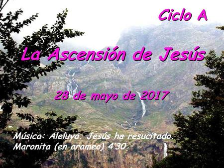 La Ascensión de Jesús Ciclo A 28 de mayo de 2017