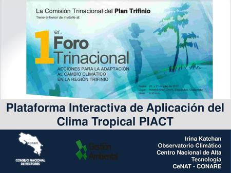 Plataforma Interactiva de Aplicación del Clima Tropical PIACT