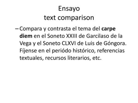 Ensayo text comparison