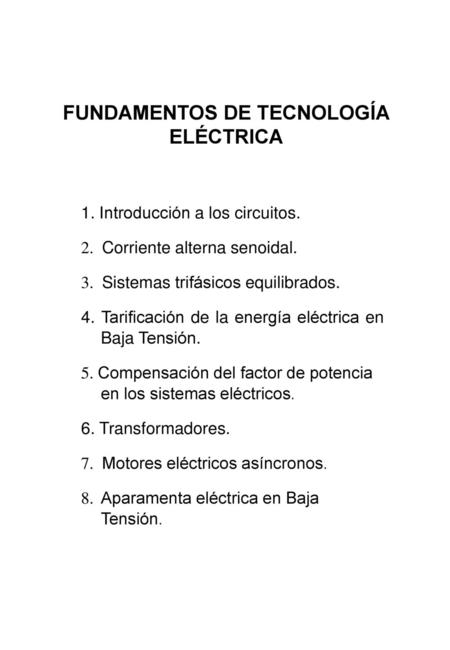 FUNDAMENTOS DE TECNOLOGÍA ELÉCTRICA