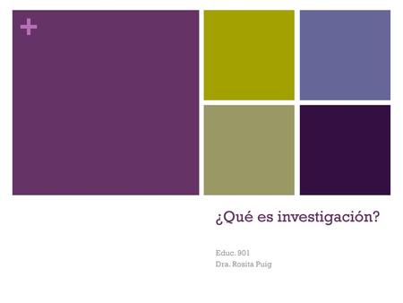 ¿Qué es investigación? Educ. 901 Dra. Rosita Puig.