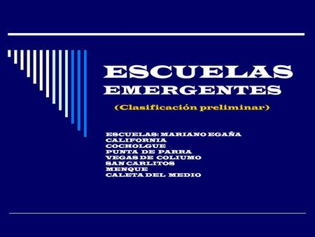 ESCUELAS EMERGENTES (Clasificación preliminar)