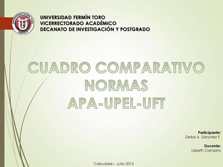 CUADRO COMPARATIVO NORMAS APA-UPEL-UFT