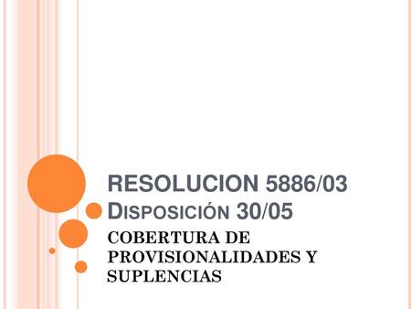 RESOLUCION 5886/03 Disposición 30/05