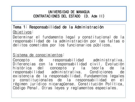 UNIVERSIDAD DE MANAGUA CONTRATACIONES DEL ESTADO (D. Adm II)