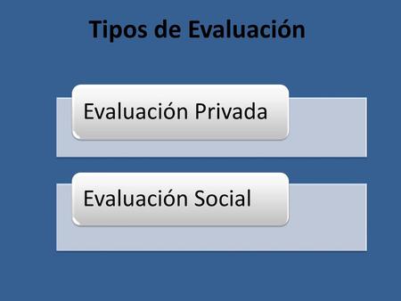 Tipos de Evaluación Evaluación Privada Evaluación Social.