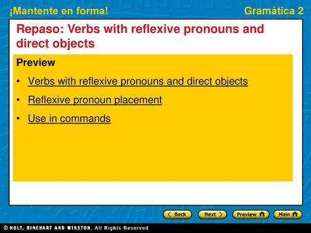 Repaso: Verbs with reflexive pronouns and direct objects
