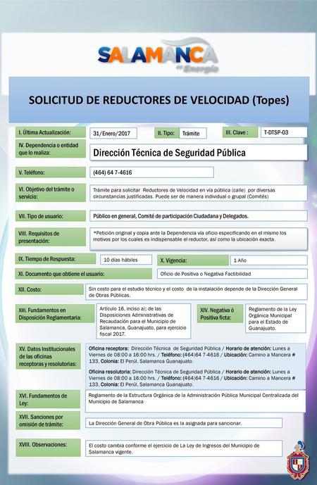 SOLICITUD DE REDUCTORES DE VELOCIDAD (Topes)