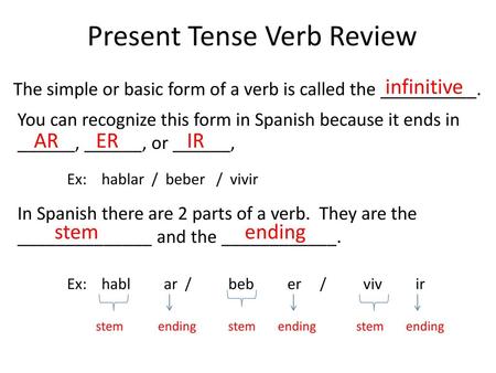 Present Tense Verb Review
