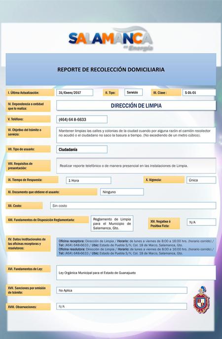 REPORTE DE RECOLECCIÓN DOMICILIARIA