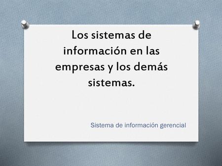 Los sistemas de información en las empresas y los demás sistemas.
